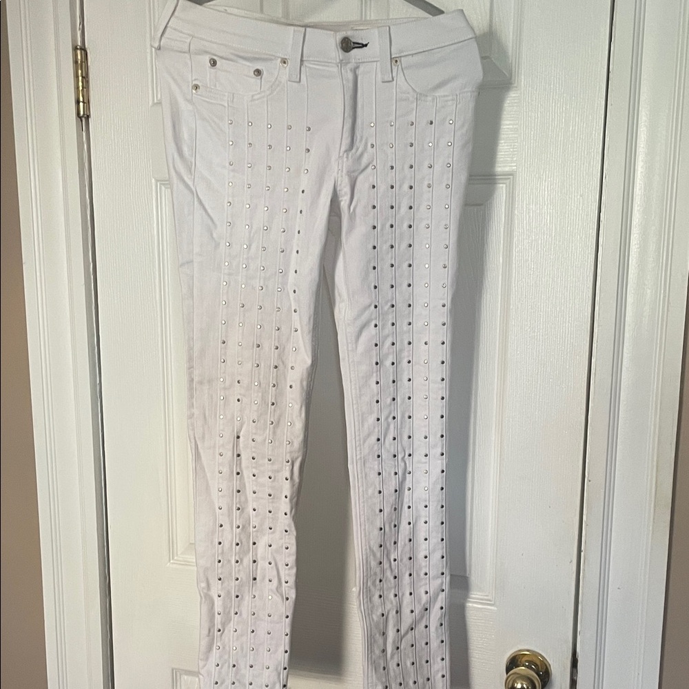 Rag and Bone White studded Skinny Jeans